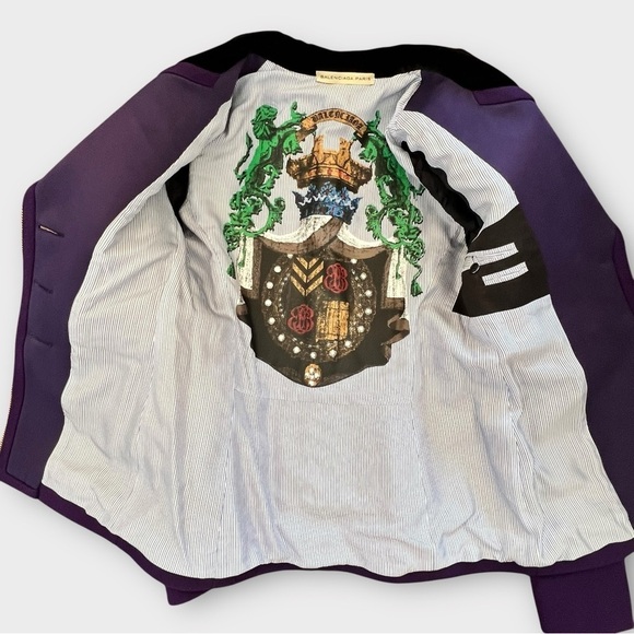 Balenciaga Schoolboy Blazer Purple Velvet Trim – F/W 2007 – Sz 38 Made in Italy - Picture 6 of 16